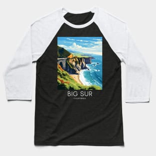 A Pop Art Travel Print of Big Sur - California - US Baseball T-Shirt